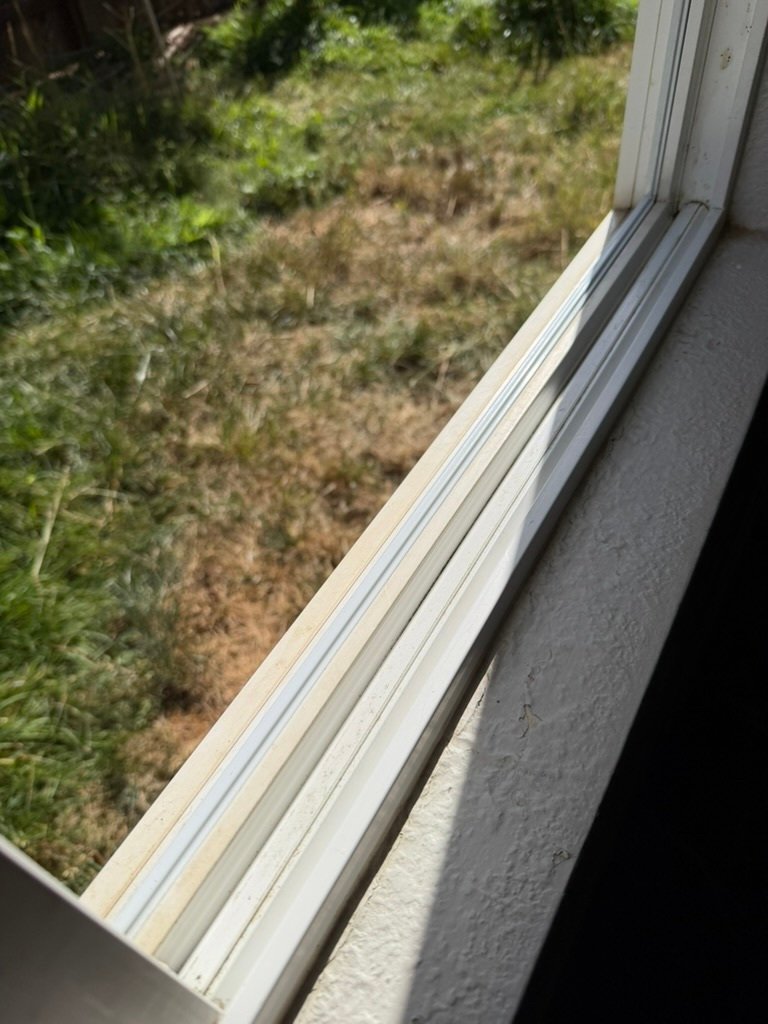The same window track after being cleaned out