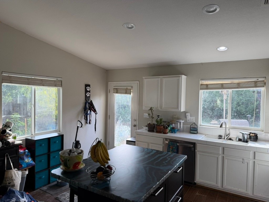 Kitchen windows before cleaning at a home in Rancho Cordova, CA